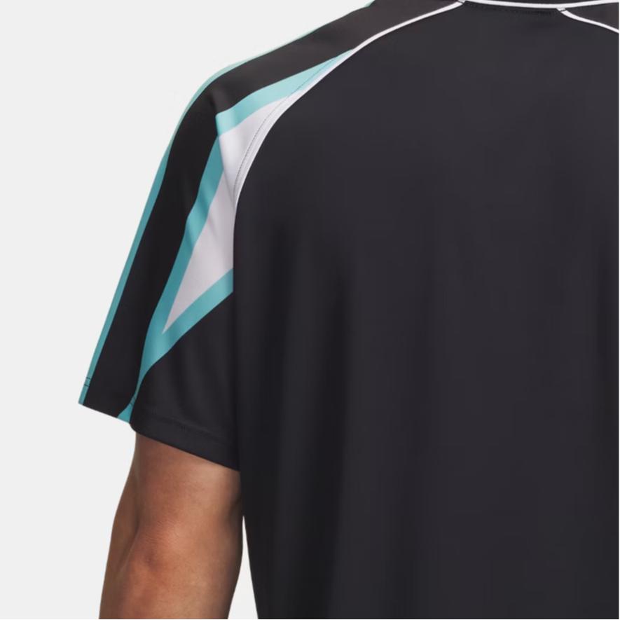 Under Armour Buchstabe V-Ausschnitt Raglanärmel Kurzarm T-Shirt Herren Oberteile Schwarz 6009087-001