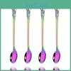 Cutlery Stirring 4pcs Coffee Juice Set Vintage Colorful Teaspoon Dinnerware Ice Cream Long Handle Scoop Tableware Kitchen Tools