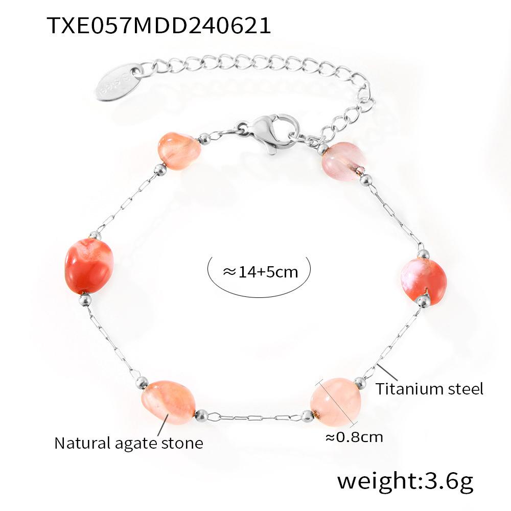 Irregular Real Natural Agate Stone Bead Combining Stainless Steel Necklace Bracelet For Women Luxury Elegant Women's Zircon Set