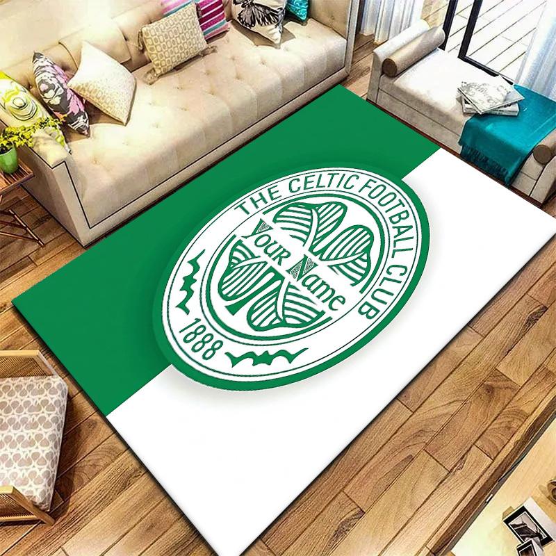 Tappeto Personalizzato con Stemma Celtic Fc per Soggiorno Camera da Letto Casa Decorazione Divano Tappetino Antiscivolo per Giochi Bambini