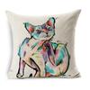 Housse de coussin en lin Motifs Bouledogues Carlins Style Chien Bull Terrier Décoration de Maison Salon Canapé Coussins d'appoint Housse 45X45cm