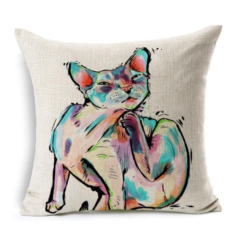 Housse de coussin en lin Motifs Bouledogues Carlins Style Chien Bull Terrier Décoration de Maison Salon Canapé Coussins d'appoint Housse 45X45cm