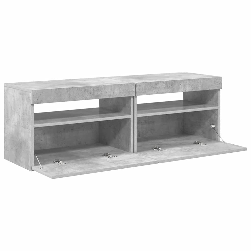 Fernsehschrank Mit LED-Licht 2 Stück, Klappaufbewahrung Fernsehschrank, Aufbewahrungssideboard, 60x35x40 Cm