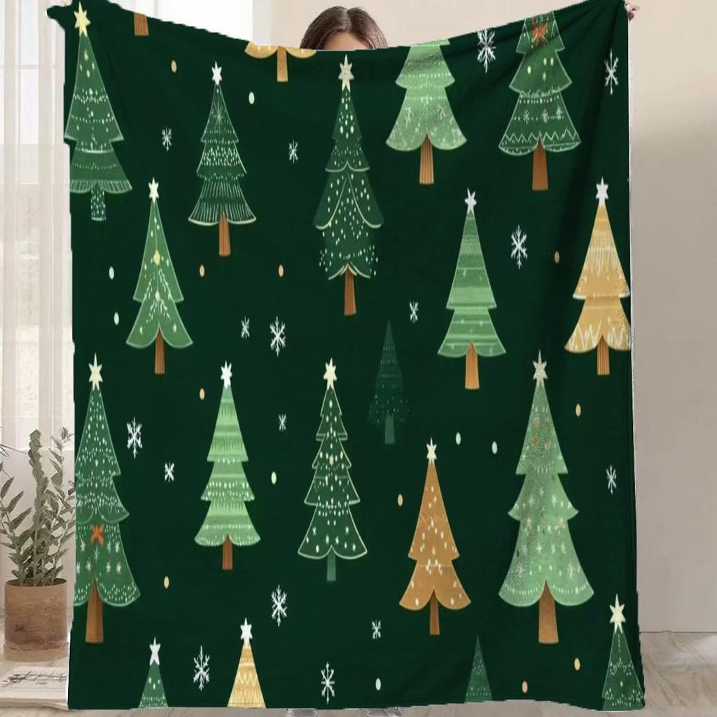 Cartoon Santa Claus Printed Blanket for Sofa Bed Travel Camping Living Room Office Conditioning Blanket for All Seasons Gifts