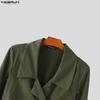 INCERUN Spring Men Long Sleeve Buttons High Low Irregular Long Coats Windbreaker