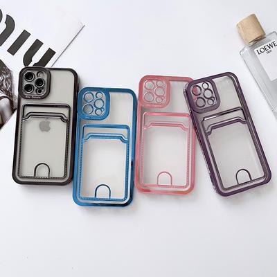 Galvanisierte transparente Kartenhalter-Brieftaschenhülle für iPhone 13 Hülle iPhone 11 12 14 Pro Max 14 Plus Xs Tasche Stoßfeste Abdeckung