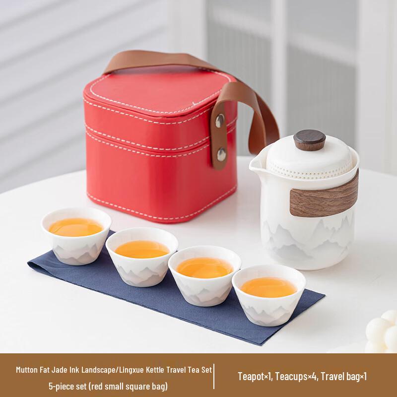 Heyu Xi White Jade Porcelain Travel Tea Set