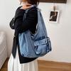 Borsa a Spalla in Denim Lavato Dgdaemun Coreana da Donna Moda Grande Capacità Borsa con Manico Casual Texture Versatile Borse Semplici per la Conservazione