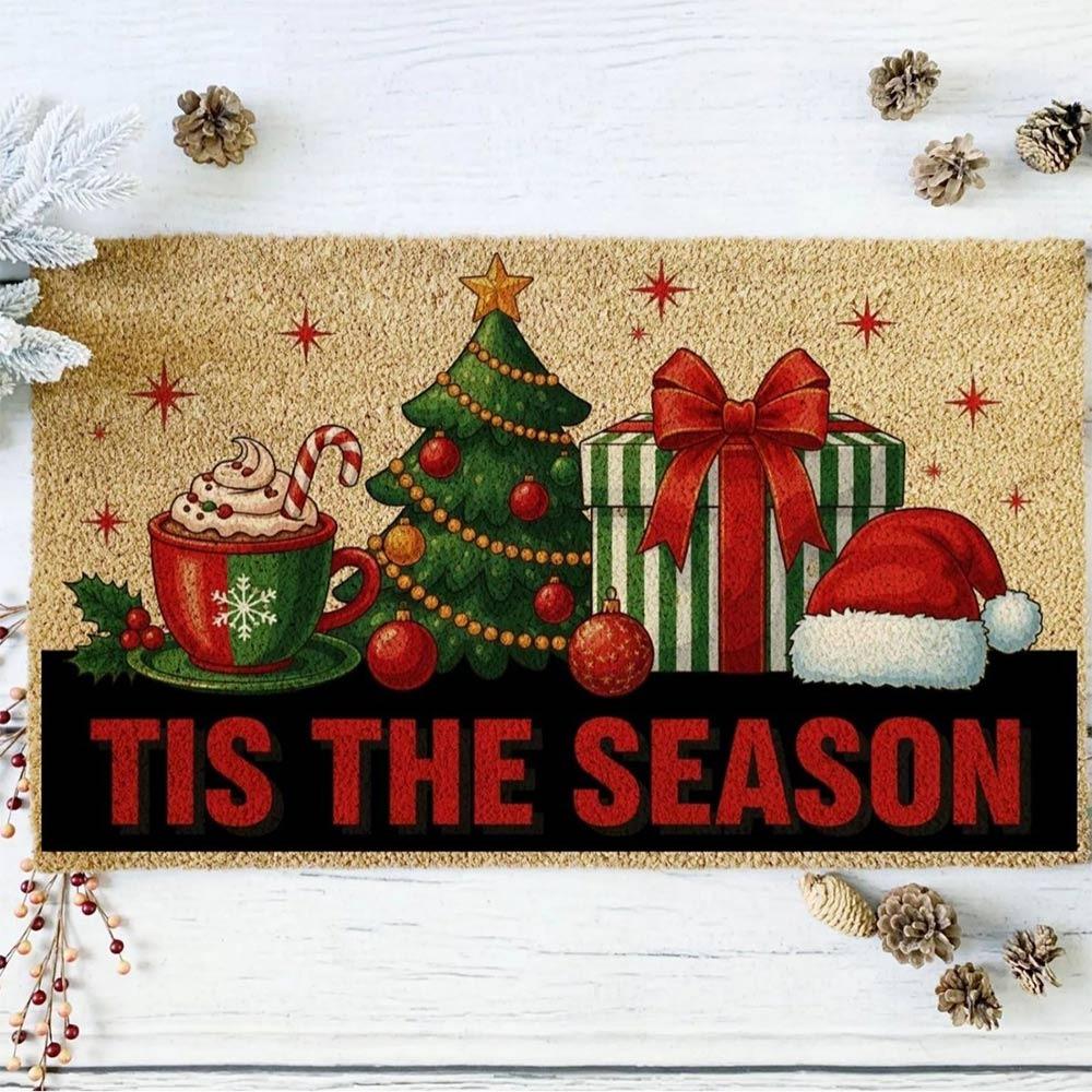 Water-absorbing Christmas Door Mat Gingerbread Man Pattern Santa Claus Design Anti-slip Pad Christmas Decor Foot Mat Home Decor