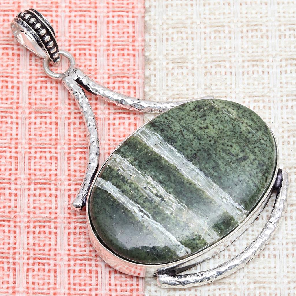 Zebra Jasper Gemstone Handmade Women's Unisex Silver Jewelry Pendant 2.5