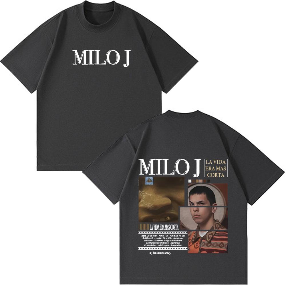 Rapper Milo J La Vida Era Mas Corta Tshirts Men Women Fashion Hip Hop Oversized T Shirt Cotton Short Sleeve Tee Shirt Streetwear