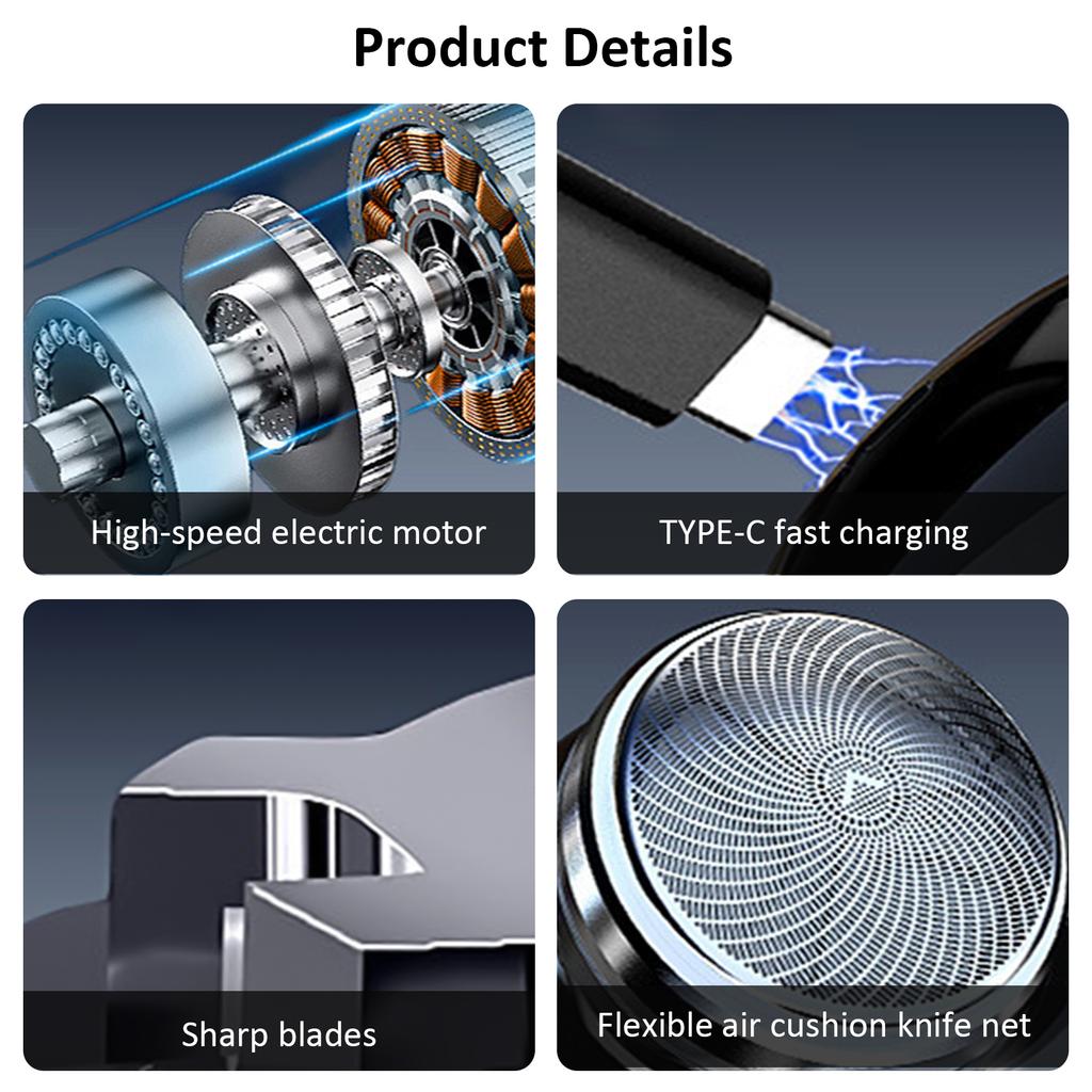 Compact Face Shaver Portable Men Travel Facial Hair Groomer Rechargeable Electric Razor Waterproof Cordless Shaver