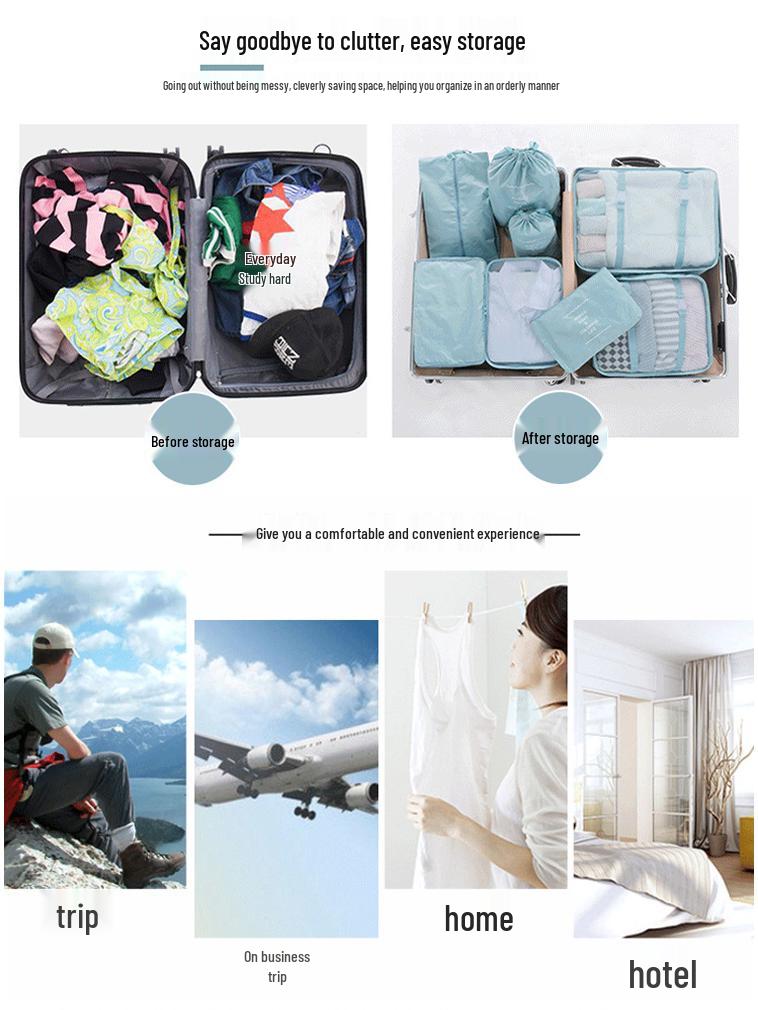 8-Piece Travel Storage and Organizer Set for Suitcases