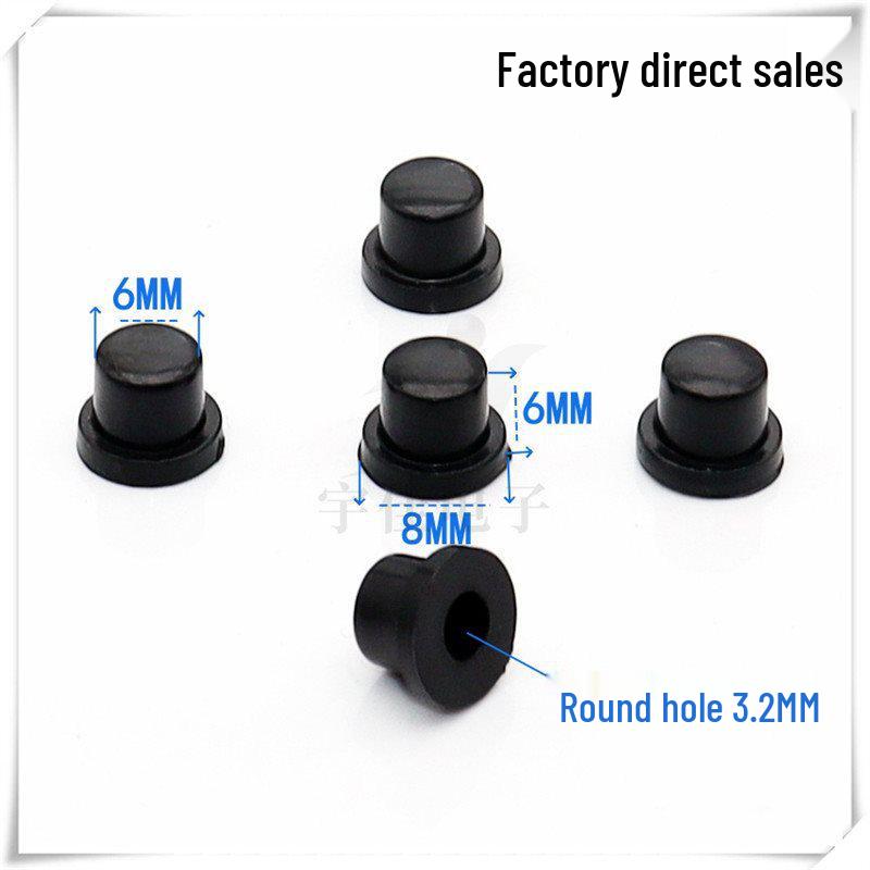 6x6 Black Plastic Keycap for Electronic Instrument Panel with 3.2mm Round Hole Power Switch.
