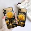 Elegant golden rose For IPhone 17Pro Max 16 17 Pro 15 Pro 14 13 Plus 12 Mini 11Pro Max XR 16E 17 Air Golden glass phone case