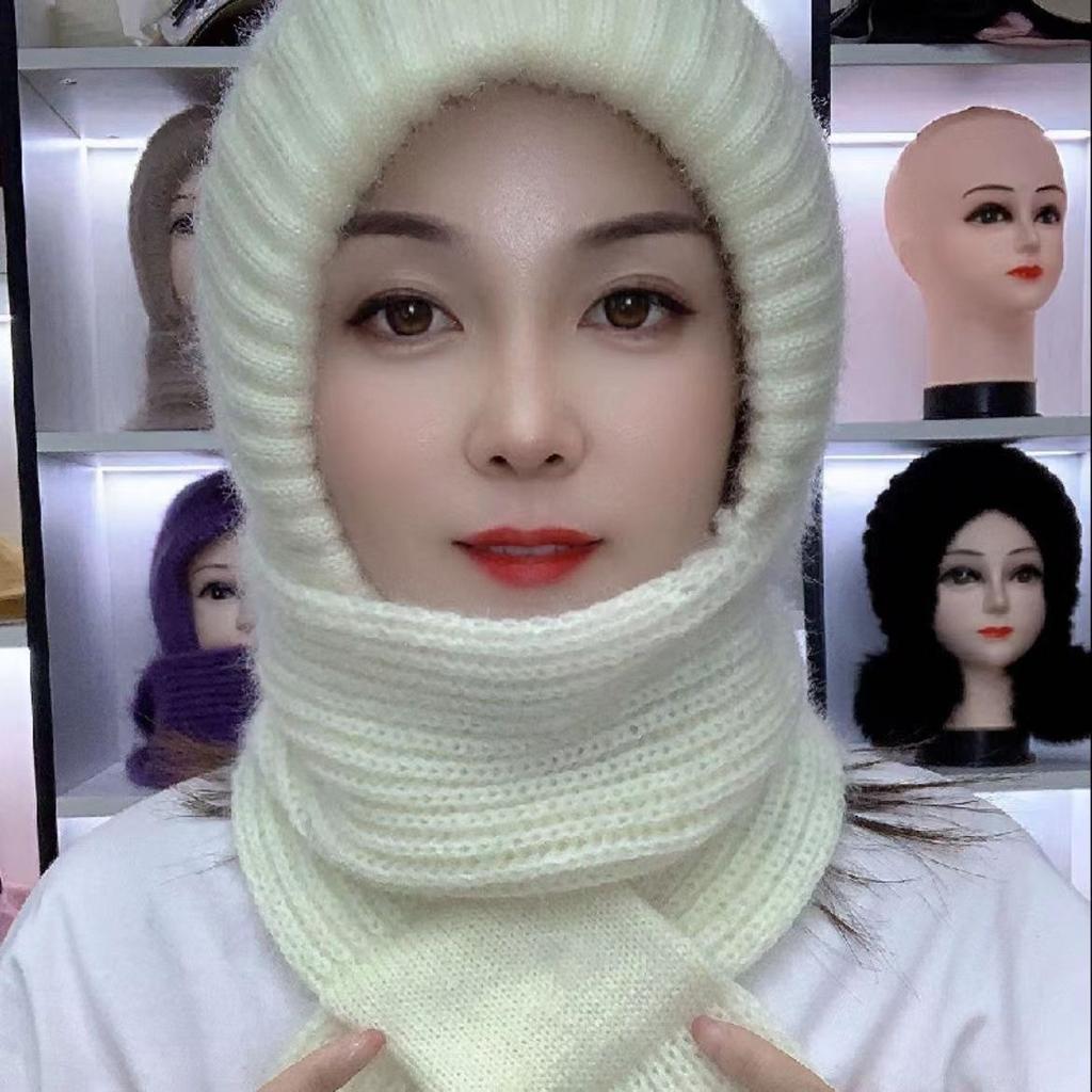 Winter Gestrickte Lochmuster Mütze Schal Set Kältefest Ohrenschutz Schal Warm Mädchen Radfahren Winddicht Damen Outdoor Mützen