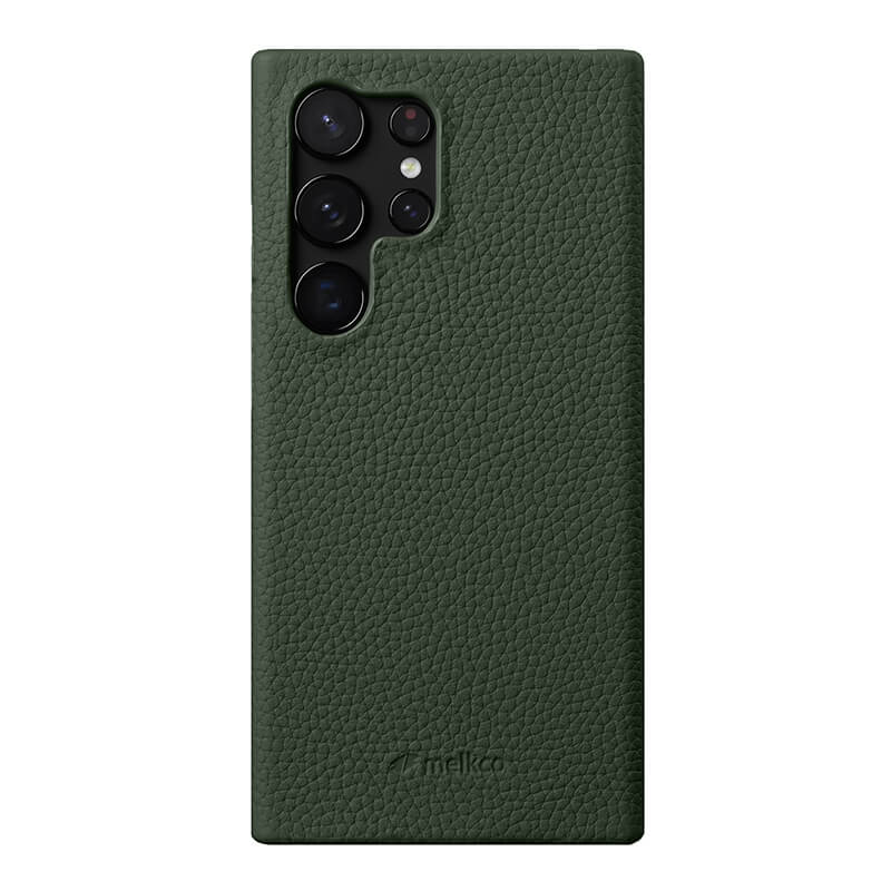 MELKCO Für Samsung Galaxy S24 Ultra Handyhülle Echtes Rindsleder+PC Kratzfeste Hülle