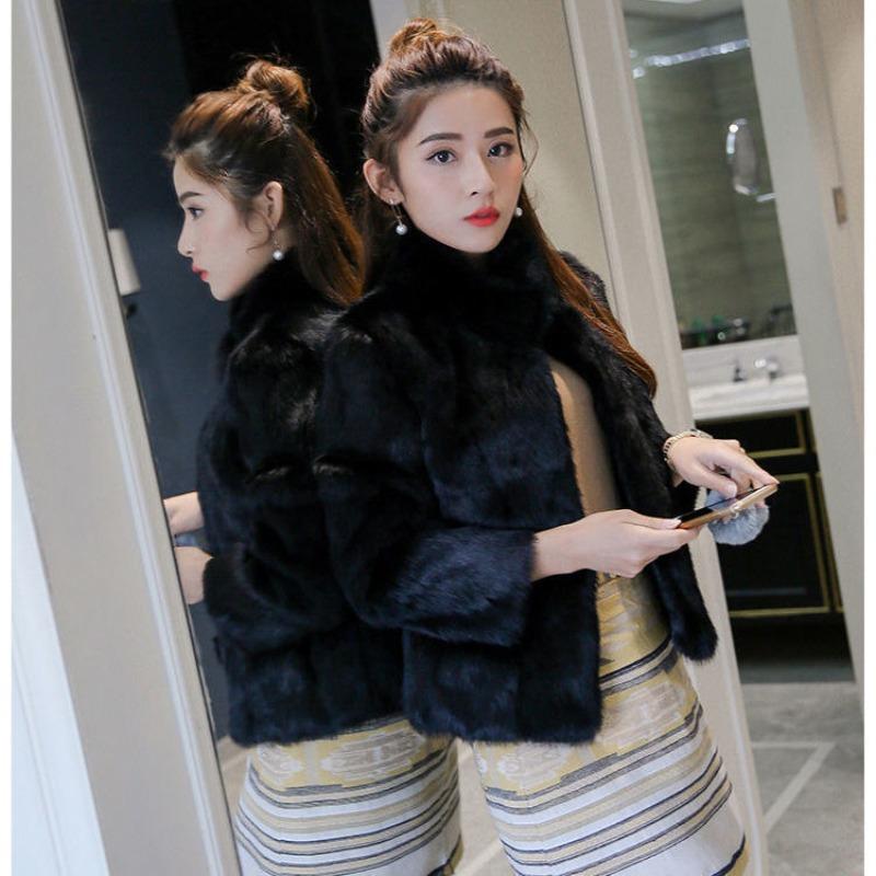 Imitation mink coat women's short stand-up collar autumn and winter top imitation fur jacket imitation velvet new