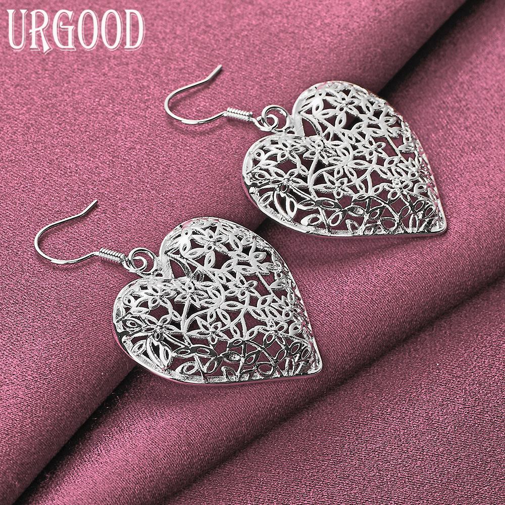 925 Sterling Silver Heart Earrings Wedding Jewelry