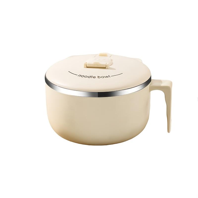 1300ml Stainless Steel Noodle Bowl with Lid Rust Resistant, Round, Ideal for Dorms Restaurants, Perfect for Serving Noodles and Rice