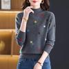 Damski Sweter Wełniany Petite Color Block - Dzianinowy Top z Półgolfem na Jesień/Zimę