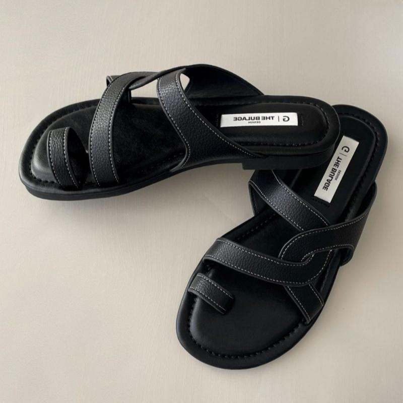 Women Sandals Retro Gladiator Casual Pumps Genuine Leather Low Heels Office Ladies Shoes Woman Summer Fashion Concise