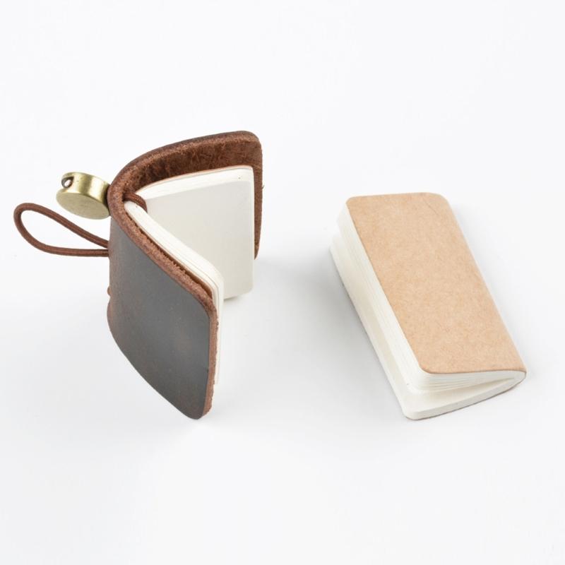 Pocket Leather Notebooks 1.25x1.88Inch Small Leather Journal Pocket Writing Pad For Women Keychain Bag Wallet Charm