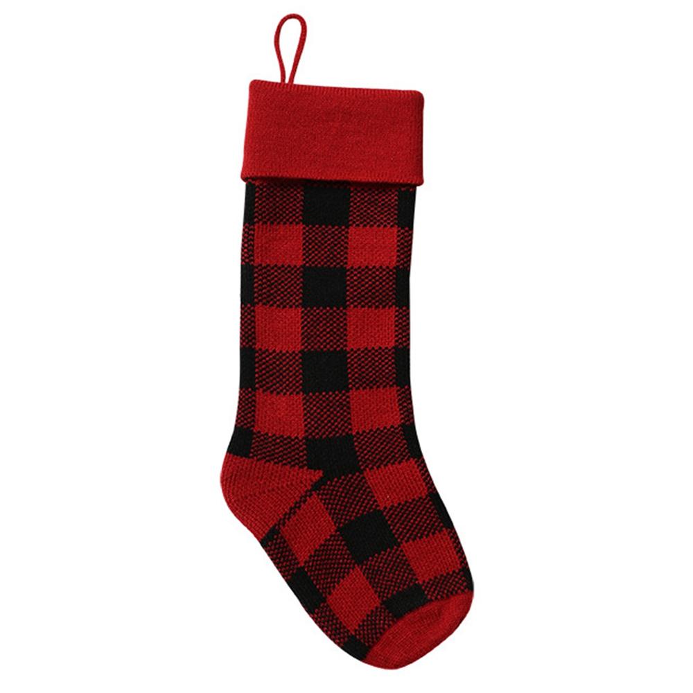 Plaid Christmas Stockings - 18 Inch Long Knitted Plaid Christmas Stockings Ornament for Family Holiday Christmas Party Decorations