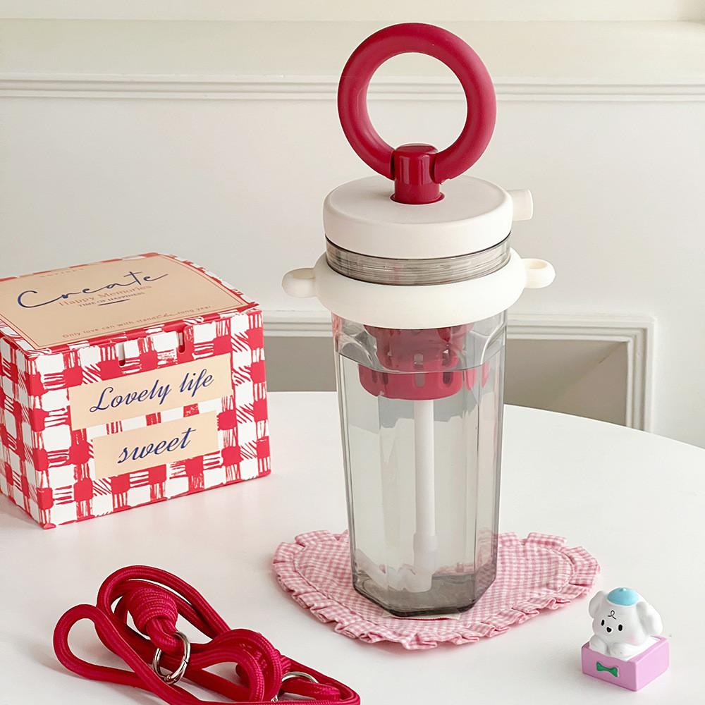 Summer Girls Water Bottle With Straw Portable Ecofriendly Plastic Cup For School And Outdoors