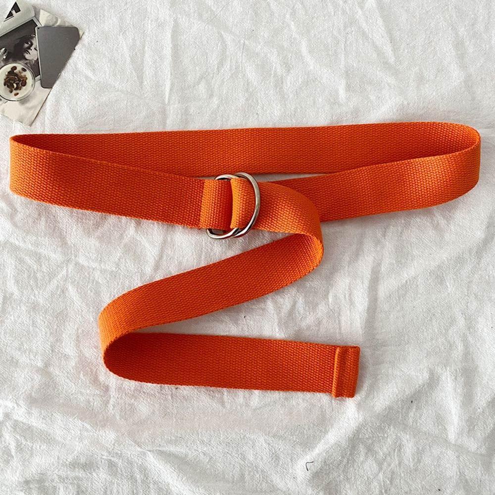 Korean Style Double Ring Buckle Casual Student Belt Trendy Canvas Belt  for Jeans
