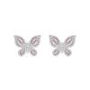 Pink diamond full set butterfly stud earrings dream shining insect design earrings niche gentle girl heart versatile earrings