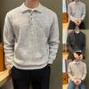 Autumn Winter Men's Light Luxury Polo Lapel Knit Sweater - Business Casual Pullover Outerwear Trend
