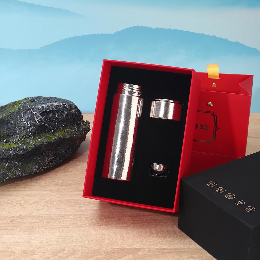 Pure Titanium Double-Layer Insulated Tea Cup - Elegant High-End Business Gift