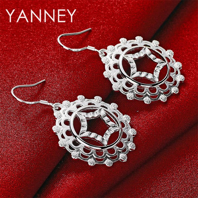 925 Sterling Silver Luxury Round Pattern Earrings for Women, Fashionable Gift, Charming Jewelry, Wedding Accessories
