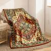 Persian Premium Throw Blanket Soft Lightweight Polyester Vibrant Geometric Pattern In Red Blue Beige & Brown Perfect for Sofa Dorm