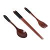 Japanese Style Portable Cutlery Set: Wooden Chopsticks, Fork, Spoon with Binding Wire and Cloth Bag for Outdoor Travel