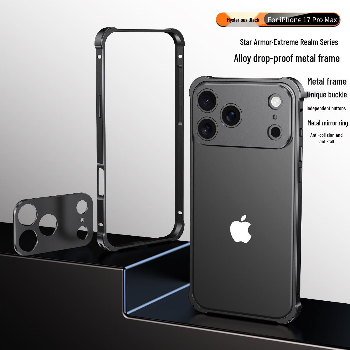 iPhone 17 Pro Max Clamshell Metal Frame Case with Heat Dissipation and Drop Protection iPhone 17 Pro Max