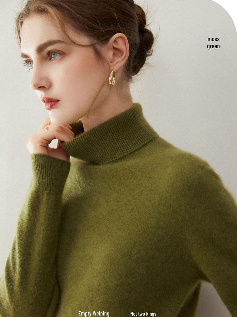 Women's High Neck 100% Pure Cashmere Sweater - Autumn/Winter Loose Pullover Knitwear