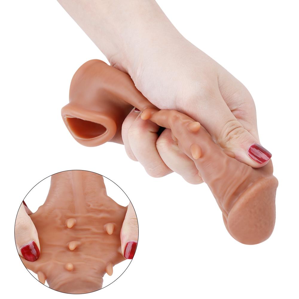 Realistic Penis Sleeve Extender Lifelike Cock Sleeve Dealy Extension Penis Ring Enlarger Male Masturbator Adult Sex Toys for Men