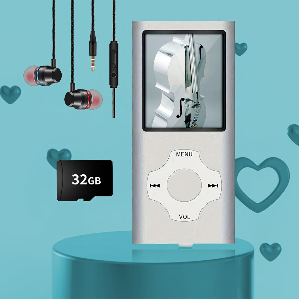 Classic MP3 MP4 player, music player with 32 GB memory card and high-quality headphones, portable digital music player/video/recording/e-book reader/