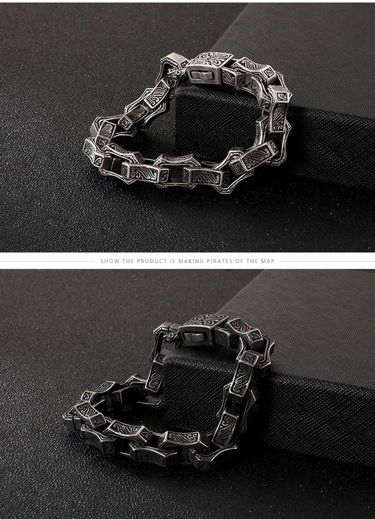 Punk Geometric Trendy Stainless Steel Retro Black Cuban Link Chain Magnetic Clasp Jewelry Gift for Men Anniversary Gifts