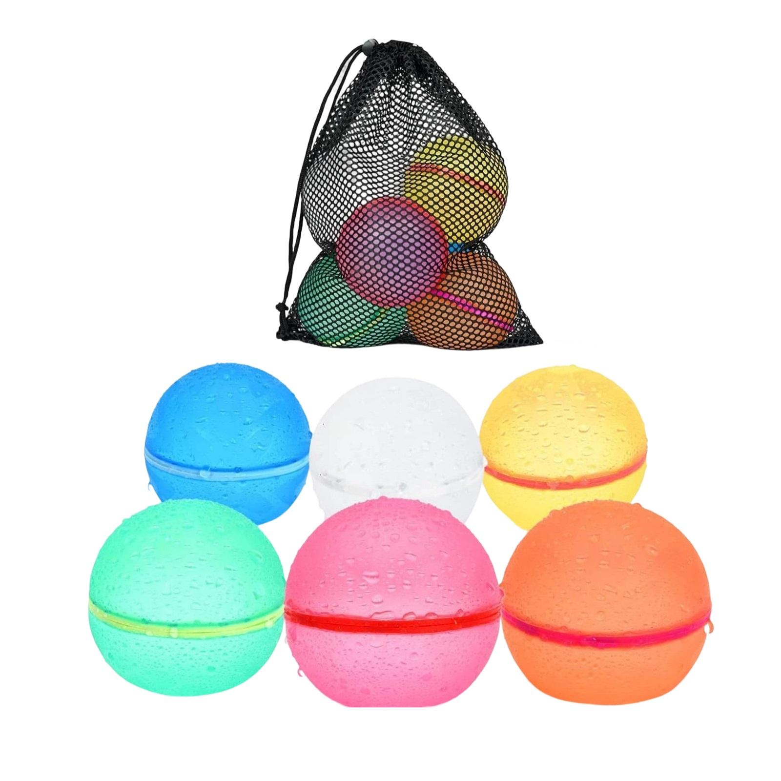

6 Pc Magnetic Silicone Reusable Water Balls Set Suitable for Pool Battles Summer Water Fight Toys for Kids and Adults Includes Storage Mesh Bag One Size