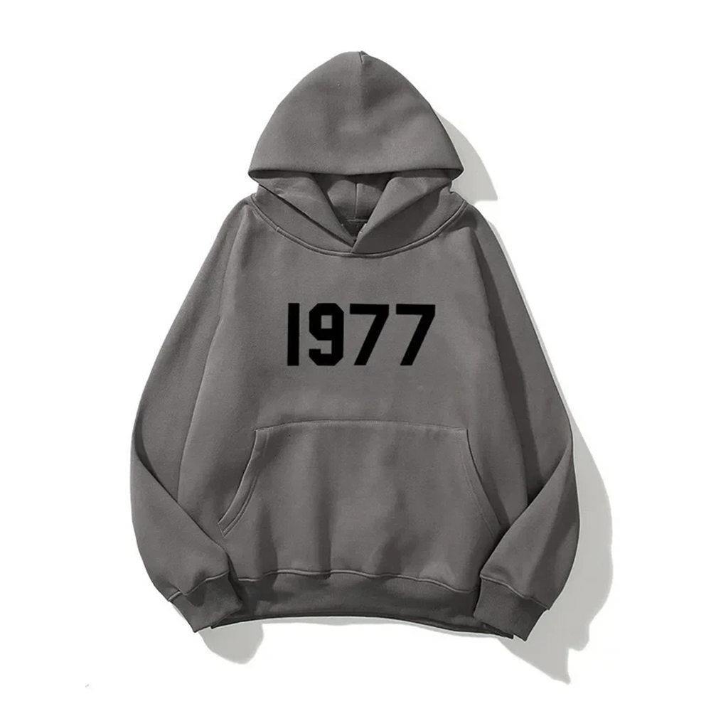 Digital 1977 Bedruckter Damen Fleece Hoodie Warmes Herren Sweatshirt Mode Streetwear Lässiger Lockerer Pullover