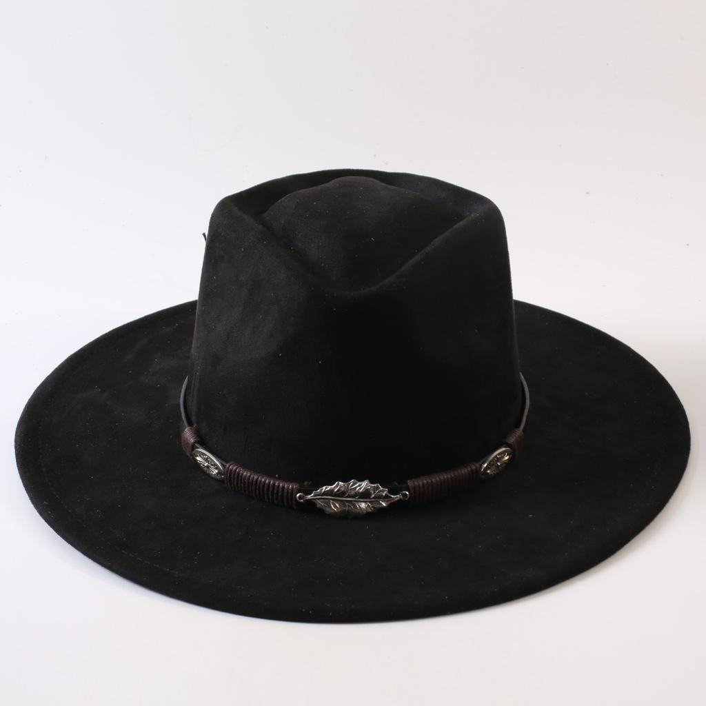 Popular European and American Style Suede Big-brimmed Top Hat, Men's and Women's Classic Fashion Western Cowboy Hat