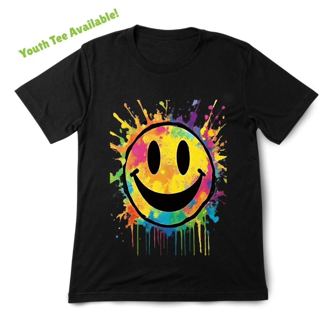 

Unisex Kids Cartoon Casual Tee |Colorful Splatter Smiley Short - Sleeve 150