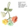 Keychain Pendant Tulip Flower Design Handwoven Yarn Crochet Key Chain Adjustable Rearview Mirror Hanging Car Decoration