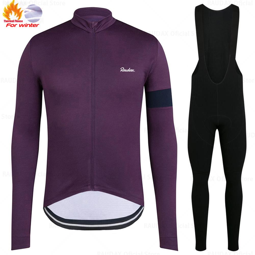 Raudax Winter Thermal Fleece Cycling Jersey Set Racing Bike Cycling Suit Mountian Bicycle Cycling Clothing Triathlon Clothing