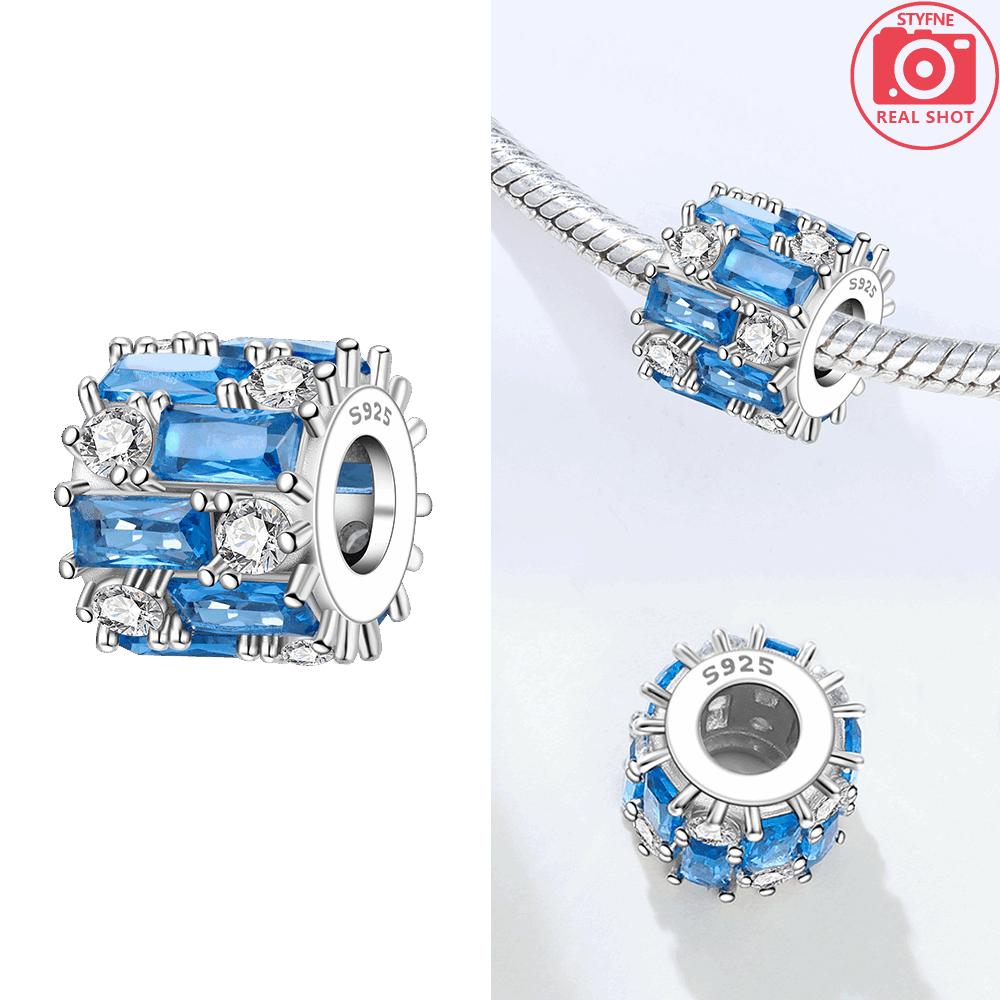Original Charms Copper Blue Zircon White Purple Cross Zircon Beads Fit Bracelet Women Jewelry Making Diy Fine Gift