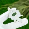 Offre Fête de l'Amitié Argent 925 Pendentif Lunette Pierre Gemme Aventurine Verte Bijoux