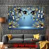 2D Graduation Banner, Blue & Gold Star Backdrop for Photoshoot & Celebration